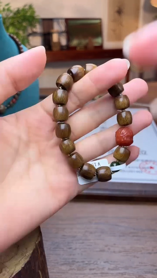 沉香手串越南芽庄玉化白奇楠10桶珠沉水＋扎基设计