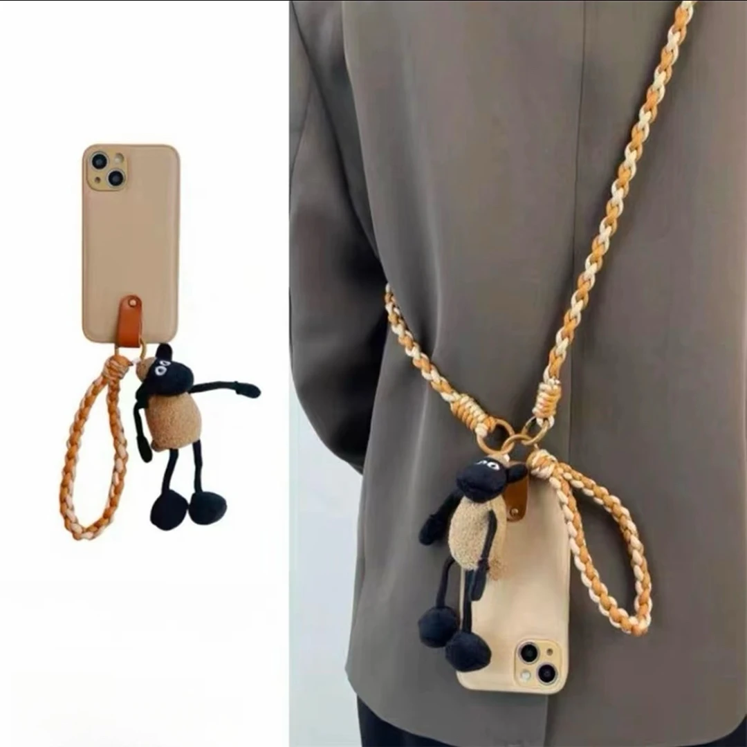 创意ins毛绒小羊公仔挂件适用苹果16promax手机壳iphone15pro新14