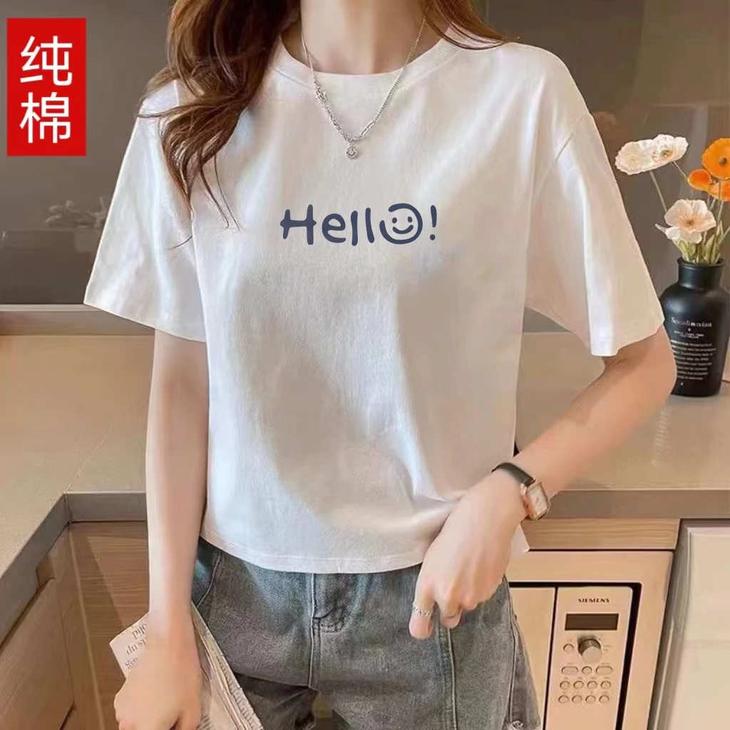 纯棉短袖t恤女 2025新款爆款短款高腰显瘦上衣女设计感小众半袖潮