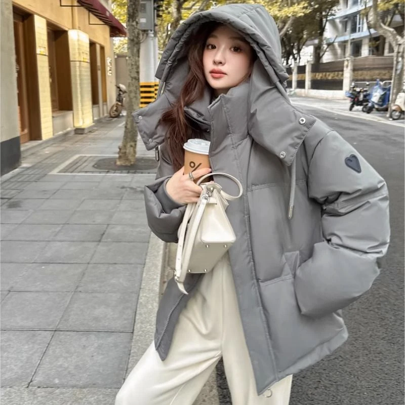 美得很 连帽设计感洋气加厚保暖小个子棉服外套女宽松百搭面包服