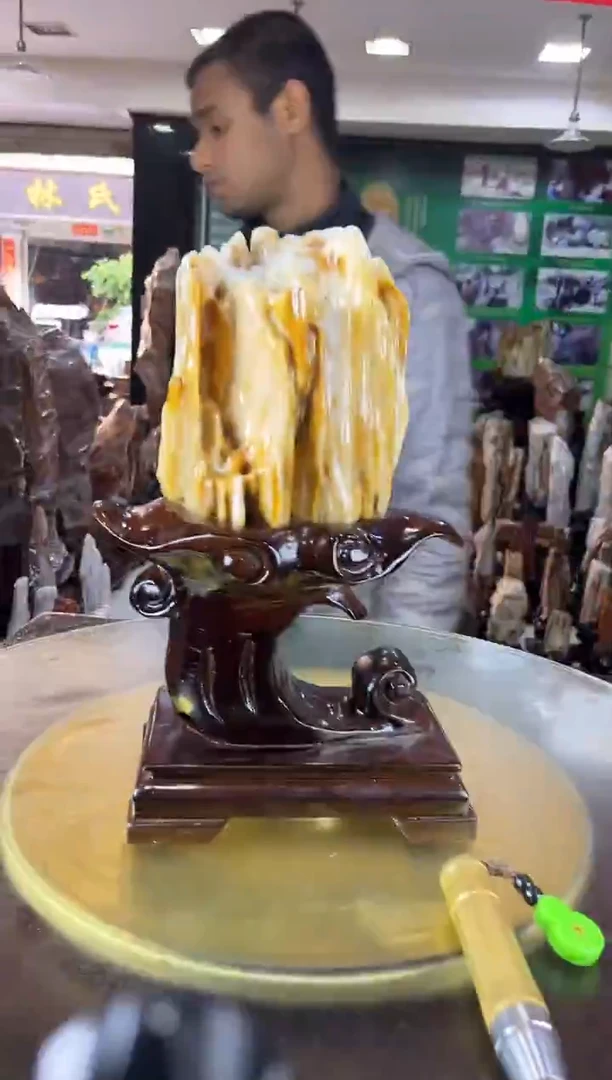 缅甸天然树化玉摆件