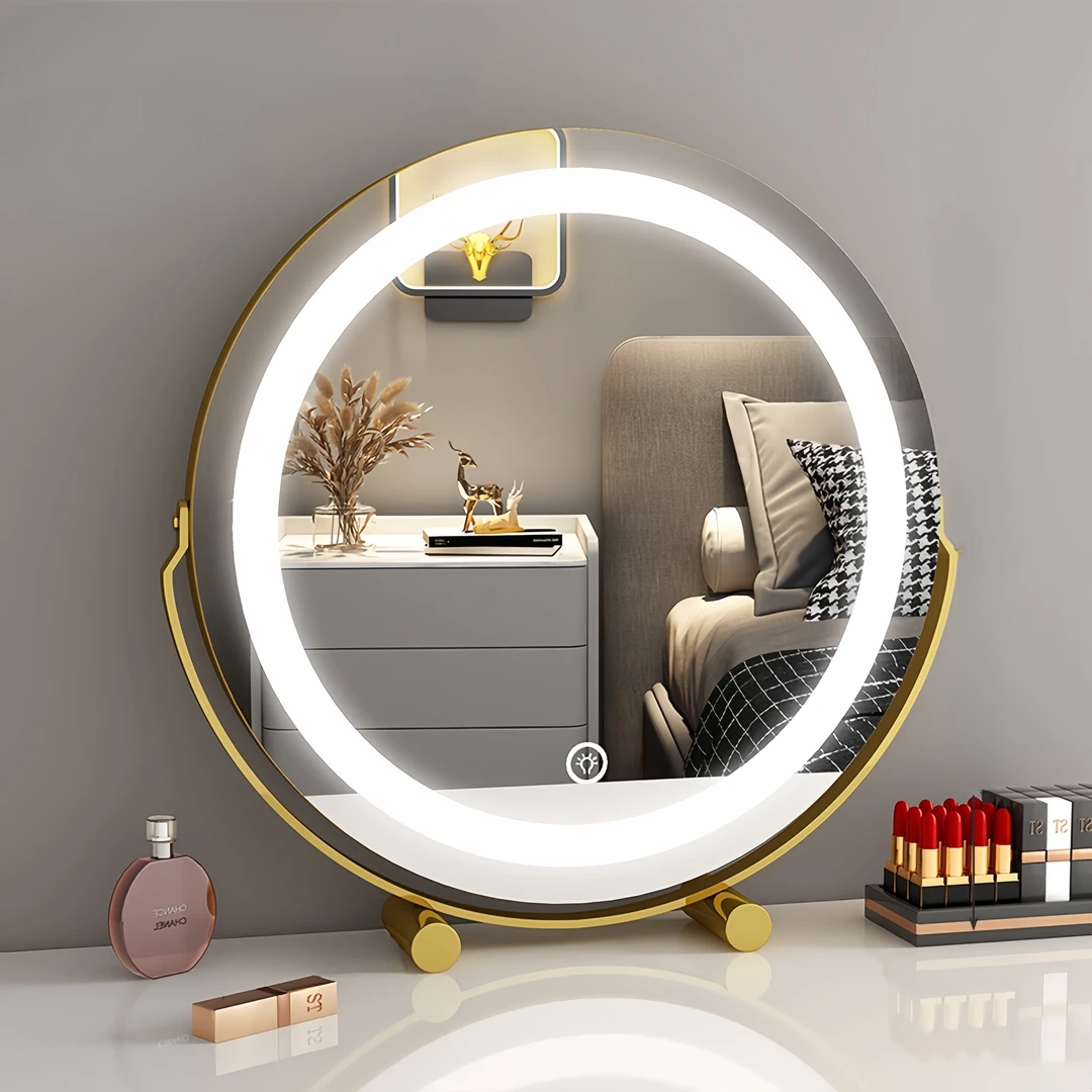 新疆西藏包邮补光灯可旋转圆形led美妆镜l家用卧室桌面美容梳妆镜