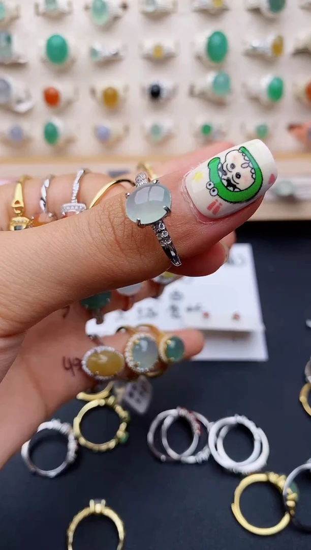 【闪购商品】翡翠戒指银S925镶嵌缅甸翡翠