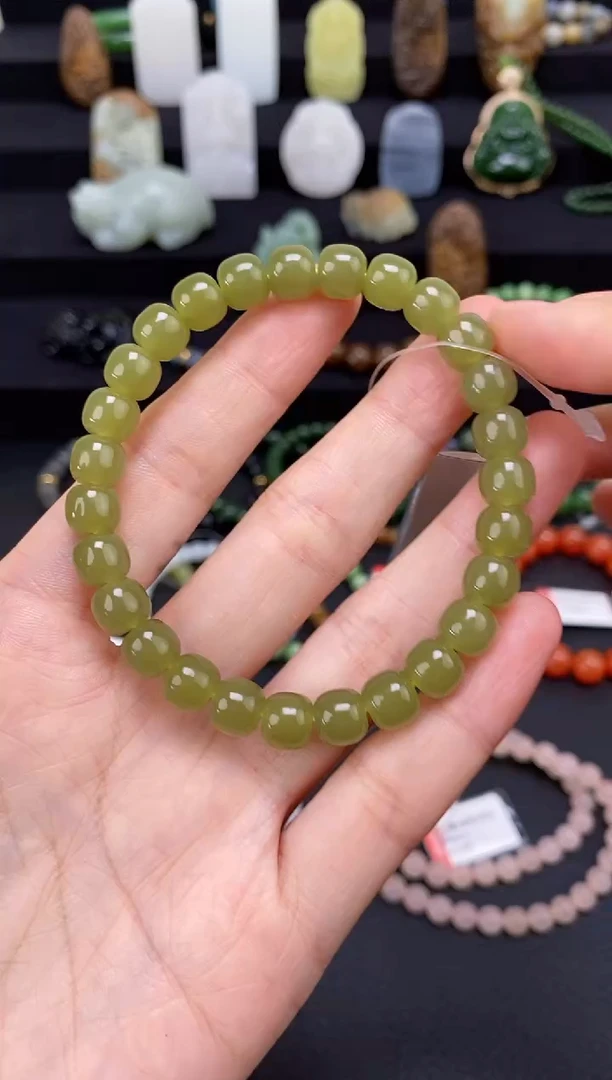 未镶嵌和田玉挂件8mm黄口老型手串