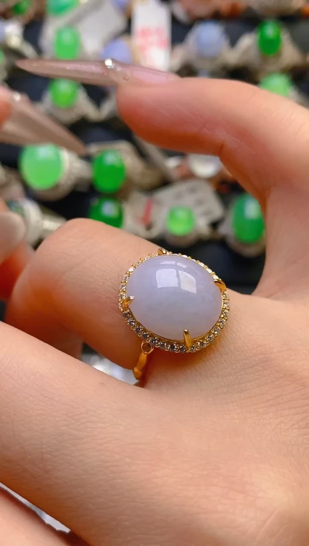 翡翠戒指银S925镶嵌天然