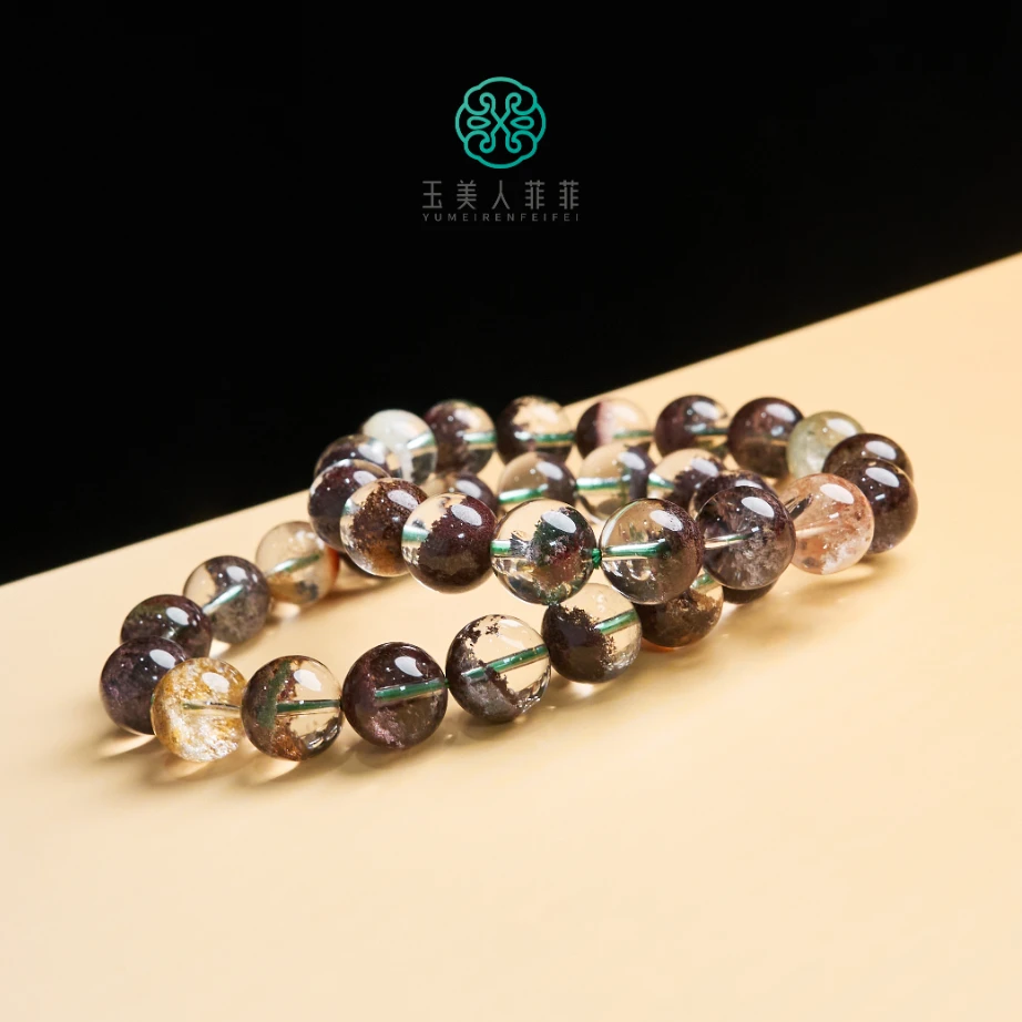 石惑珠宝/水晶单圈-巴西老矿幽灵圆珠手串约11mm+