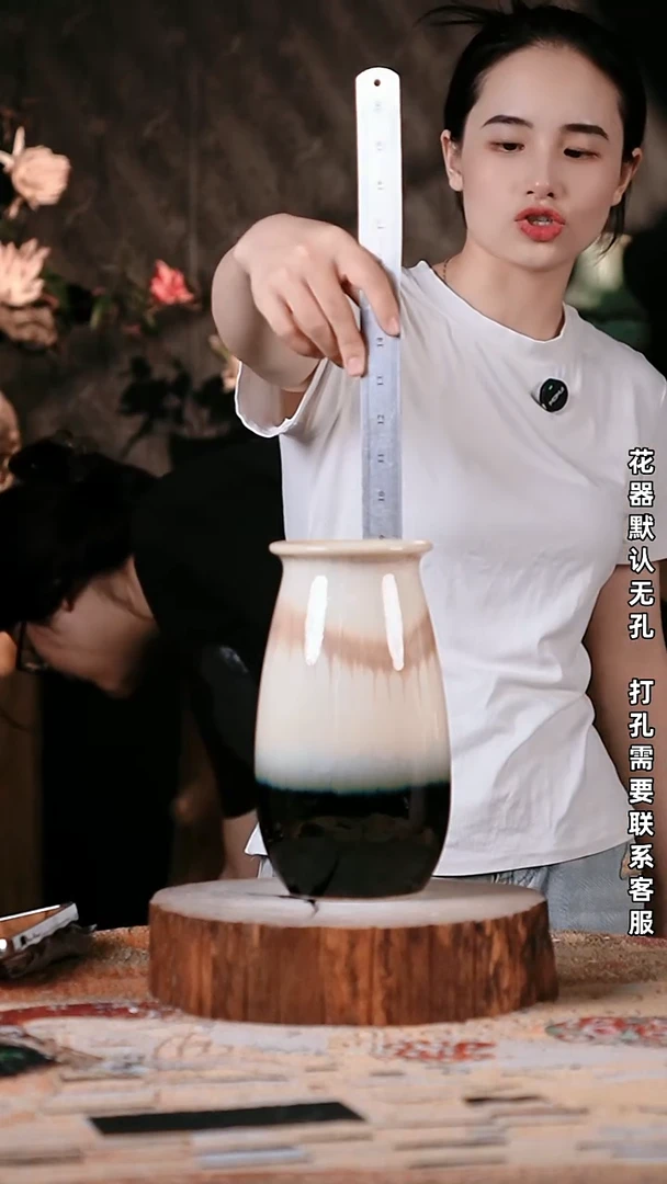 摆件景德镇高温陶瓷花器10*23
