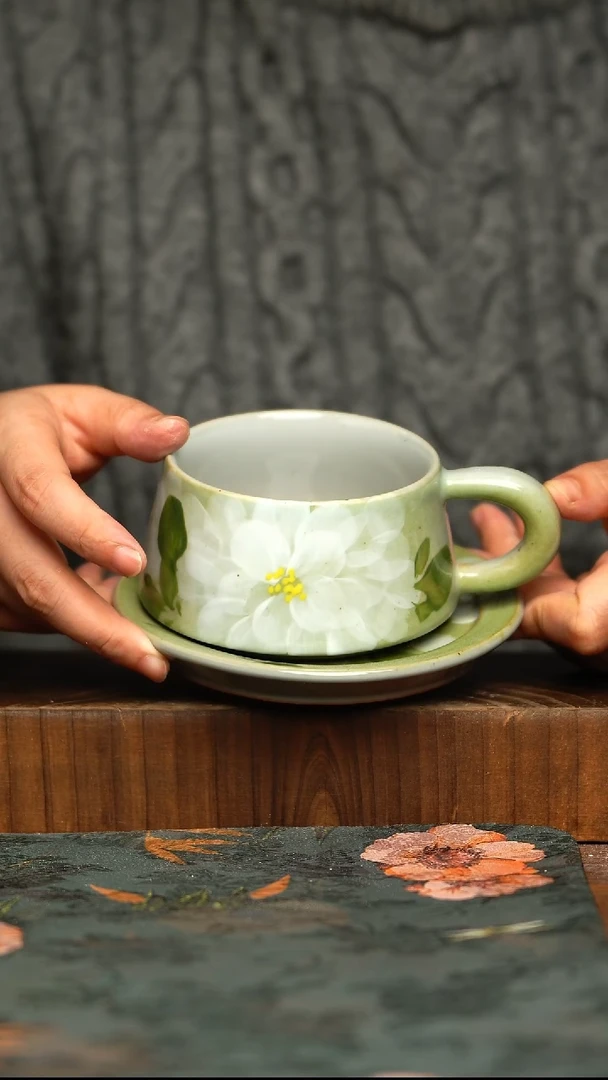 杯釉下彩手工手绘同款陶器