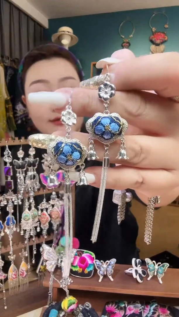 刺绣纯手工民族风刺绣耳环