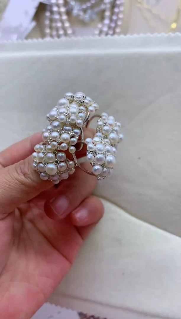 【闪购商品】淡水珍珠戒指银S925镶嵌多发其一