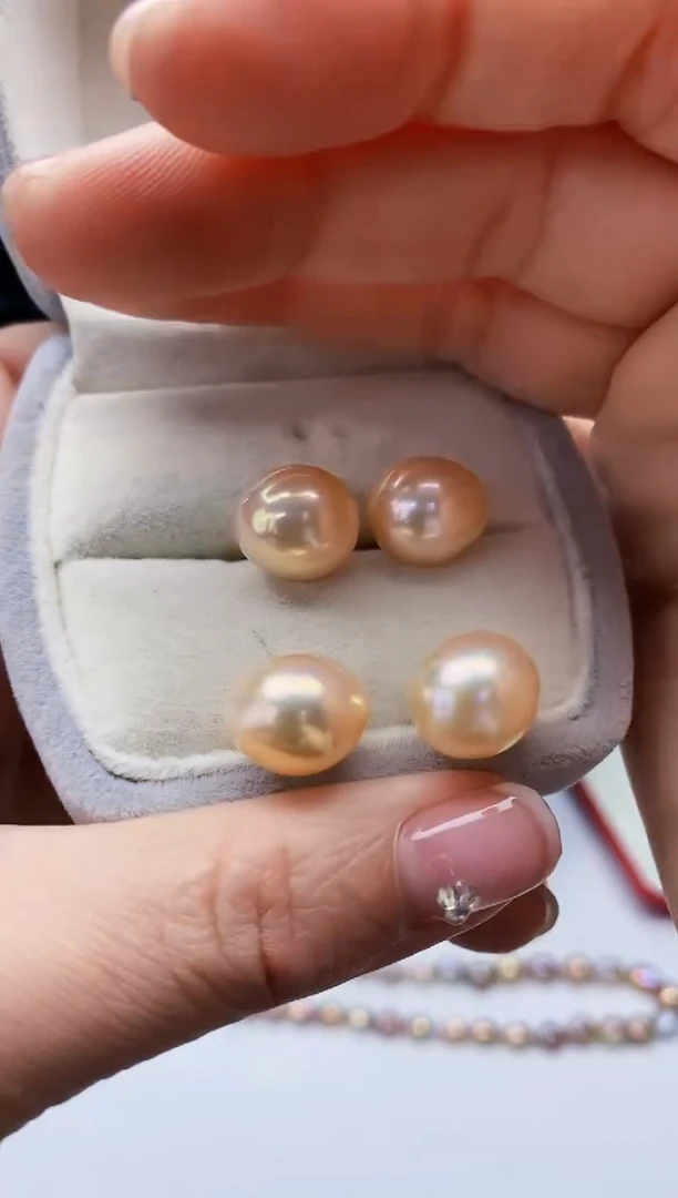 银S925镶嵌耳饰淡水珍珠淡水耳钉 多样性发一