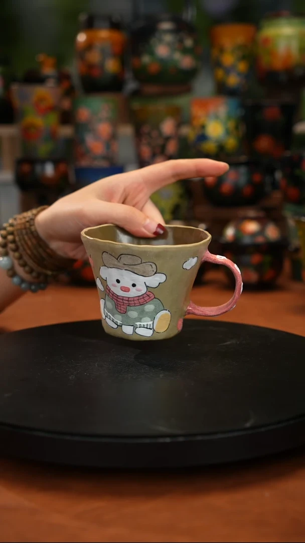 紫砂油画釉下彩手绘