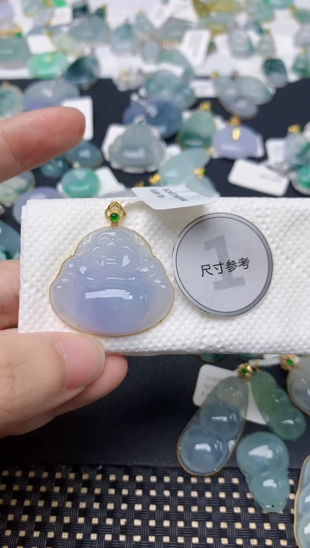 颈饰18K金镶嵌翡翠天然缅甸A货翡翠