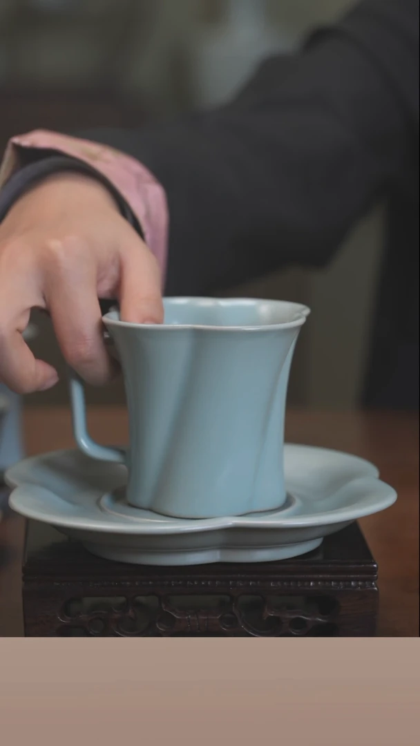 【闪购商品】清凉寺原产地仿古釉手工汝瓷咖啡杯