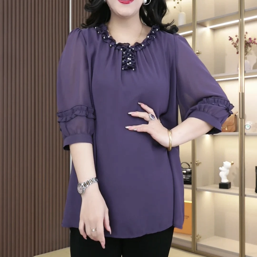 胖大旋大码春季新款优雅大码显瘦遮肉气质显白百搭花边上衣250661