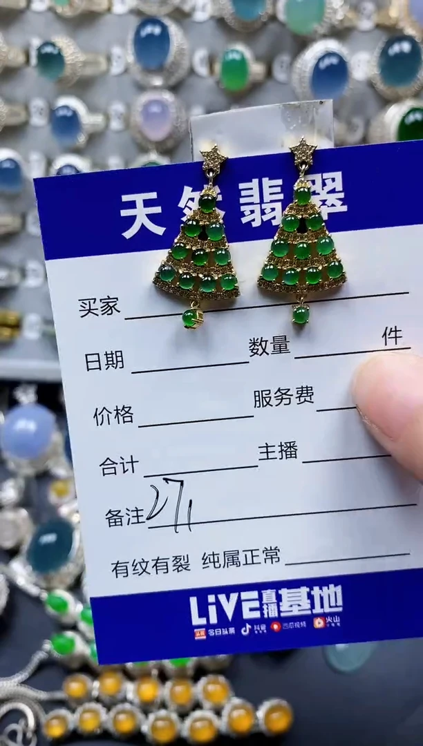 翡翠银S925镶嵌耳饰271