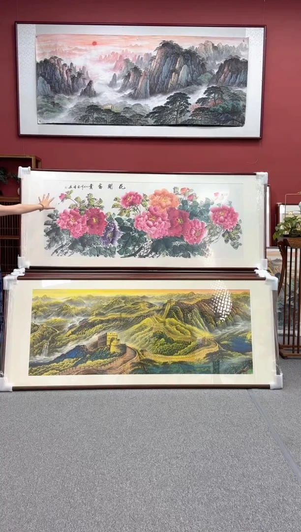 国画手绘  花开富贵 280*124