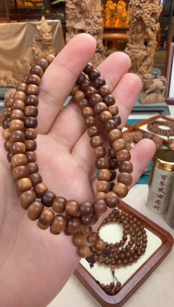 檀香木手串/手链6X7横纹沉水108颗 印度老山檀香