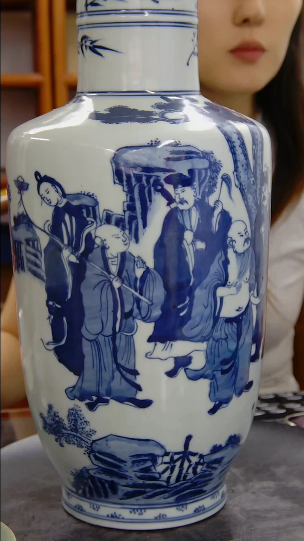 瓶青花人物故事纹棒槌瓶#5014#
