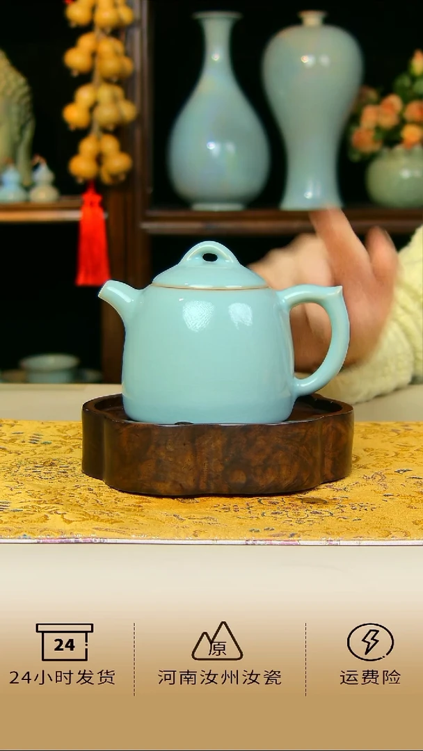 郗奎奎全手工天青色秦权壶不完美