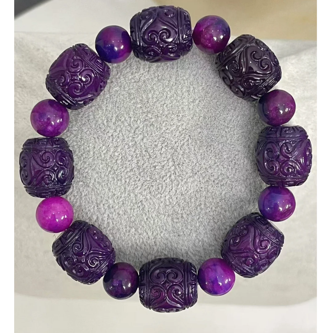 非金属珐琅手链 轻奢饰品串珠紫色手链卡16m桶珠