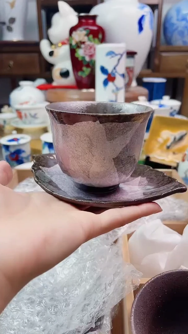 【闪购商品】盘九谷釉里银彩茶杯两件套