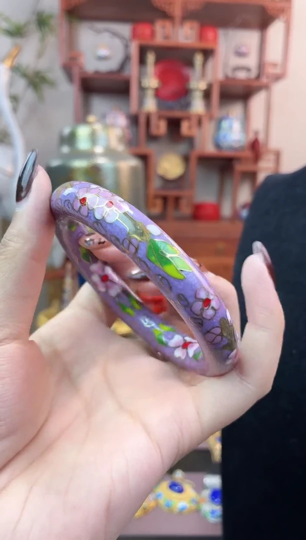 非遗手工景泰蓝镯子紫色