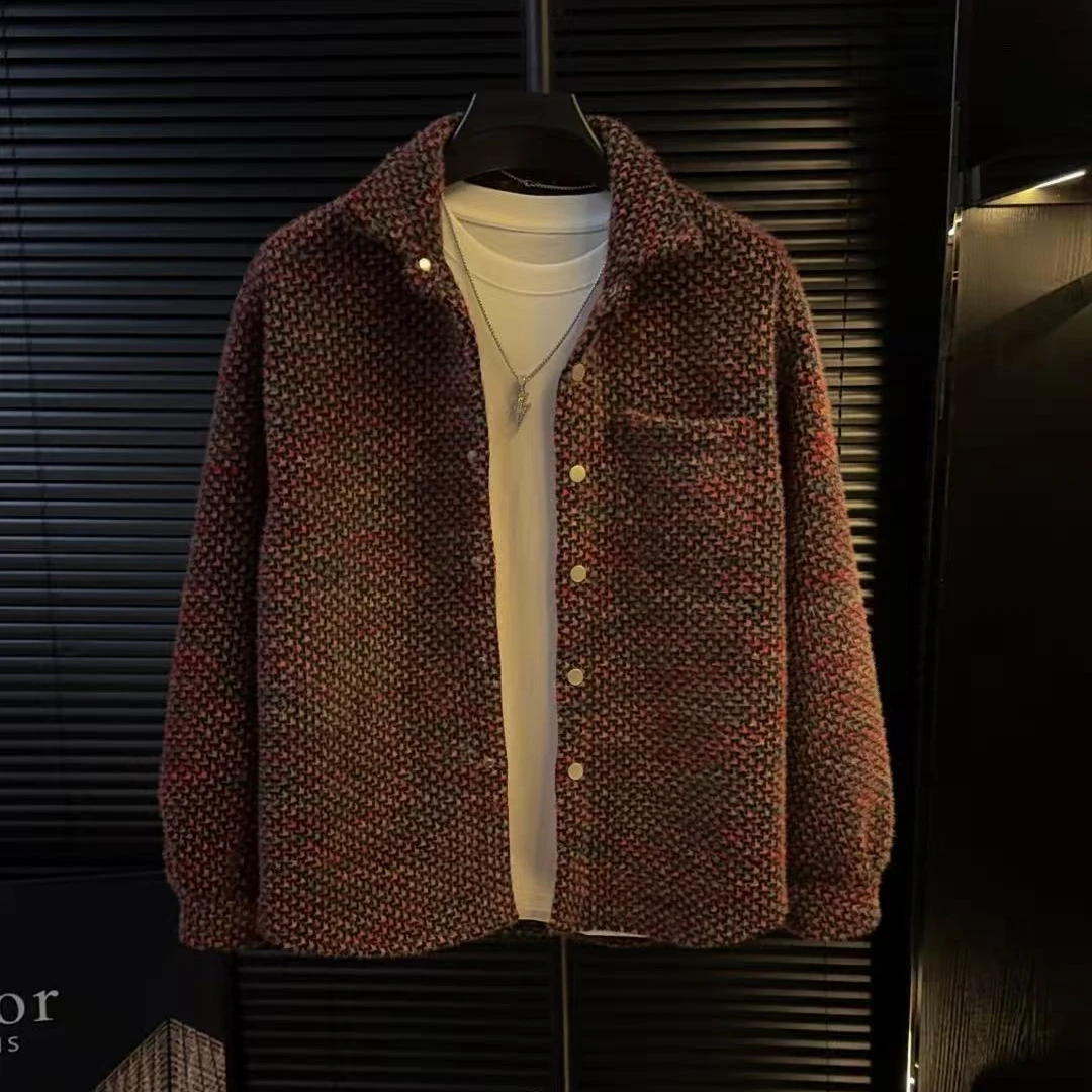 SS-【加棉加厚】秋季格子小香风外套编织设计时尚潮流宽松休闲百搭