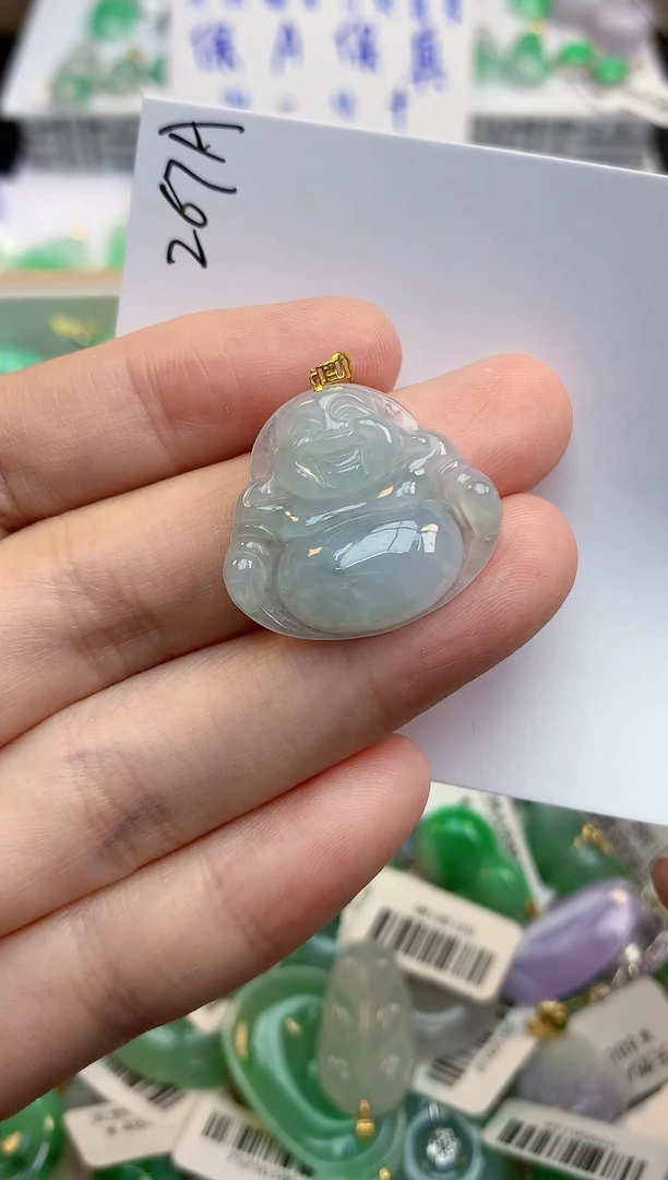 颈饰18K金镶嵌翡翠天然缅甸a货翡翠