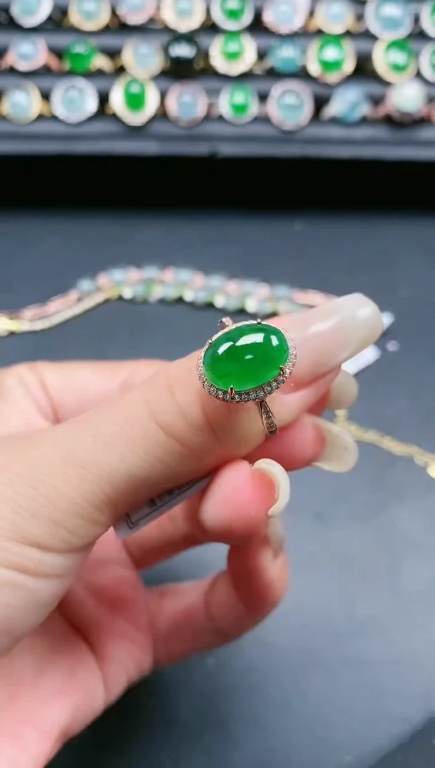 翡翠戒指银S925镶嵌111111