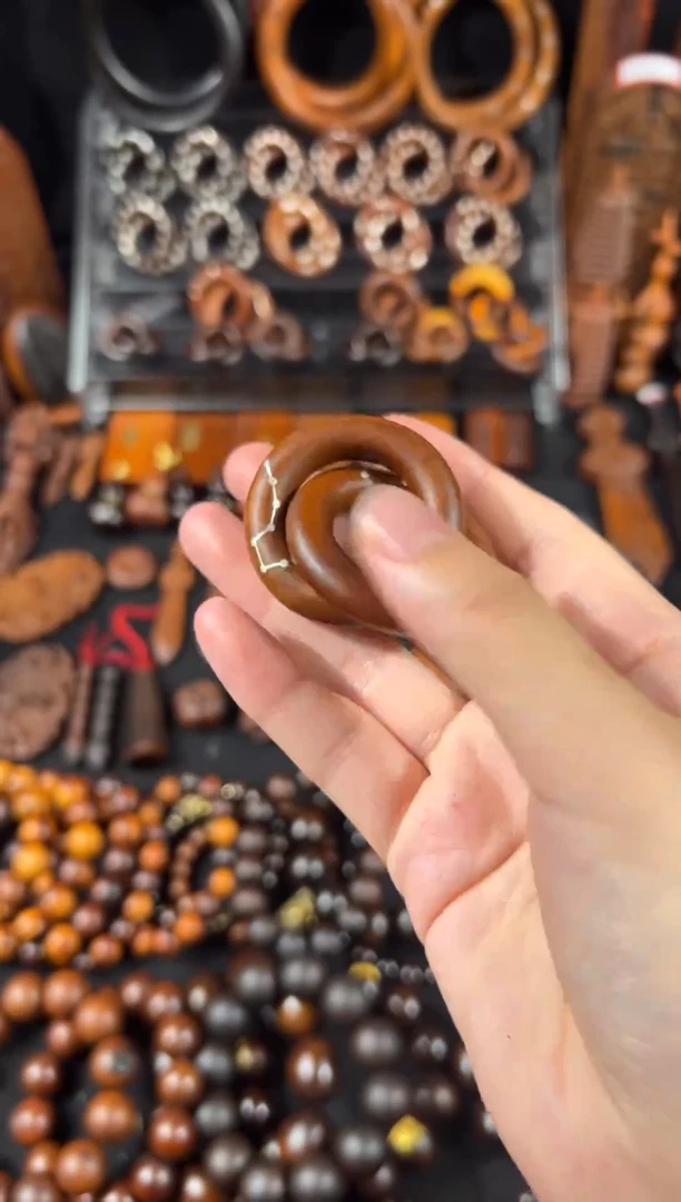 木雷击枣木 镶银六七星 乾坤圈