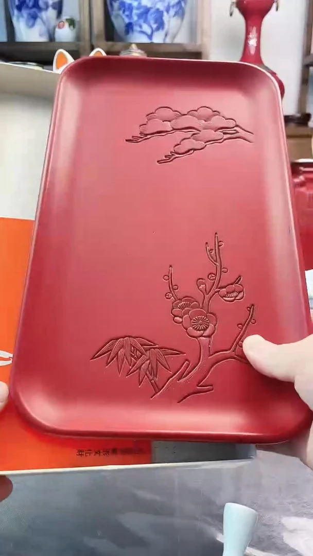 盘村上堆朱实木干泡台