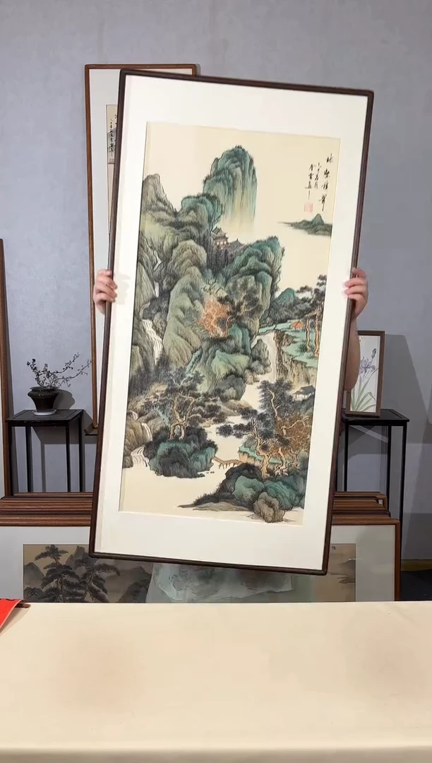 国画手绘*林壑积翠*62*122cm带框发货