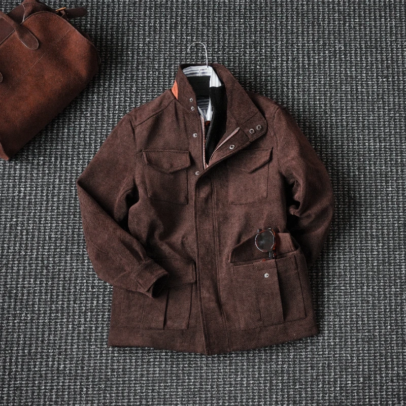 CssuGent 设计美学 山海绒厚款立领保暖猎装夹克男绅装美拉德外套