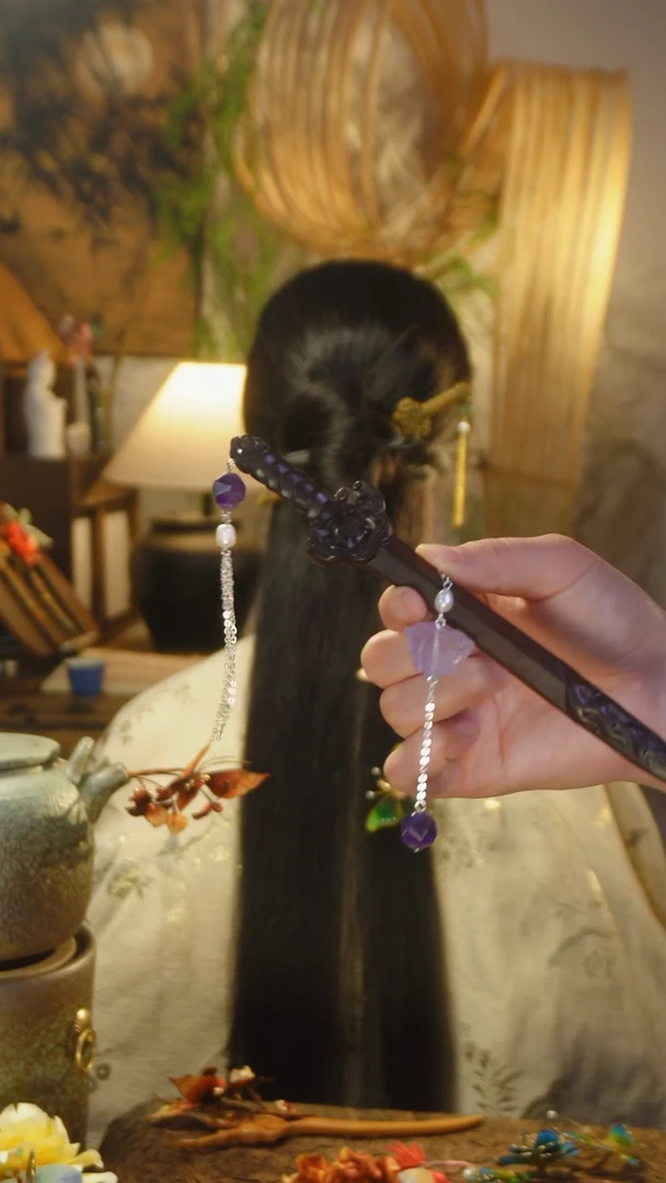 木紫光檀剑加耳环套装组合