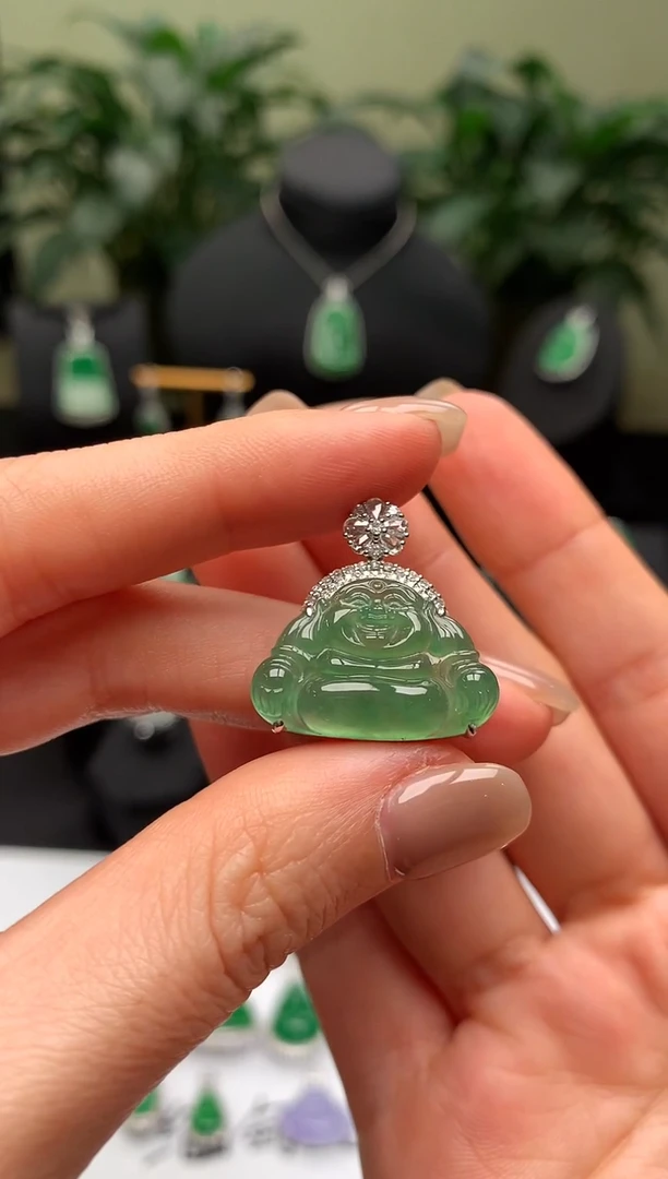 【闪购商品】翡翠颈饰18K金镶嵌佛公