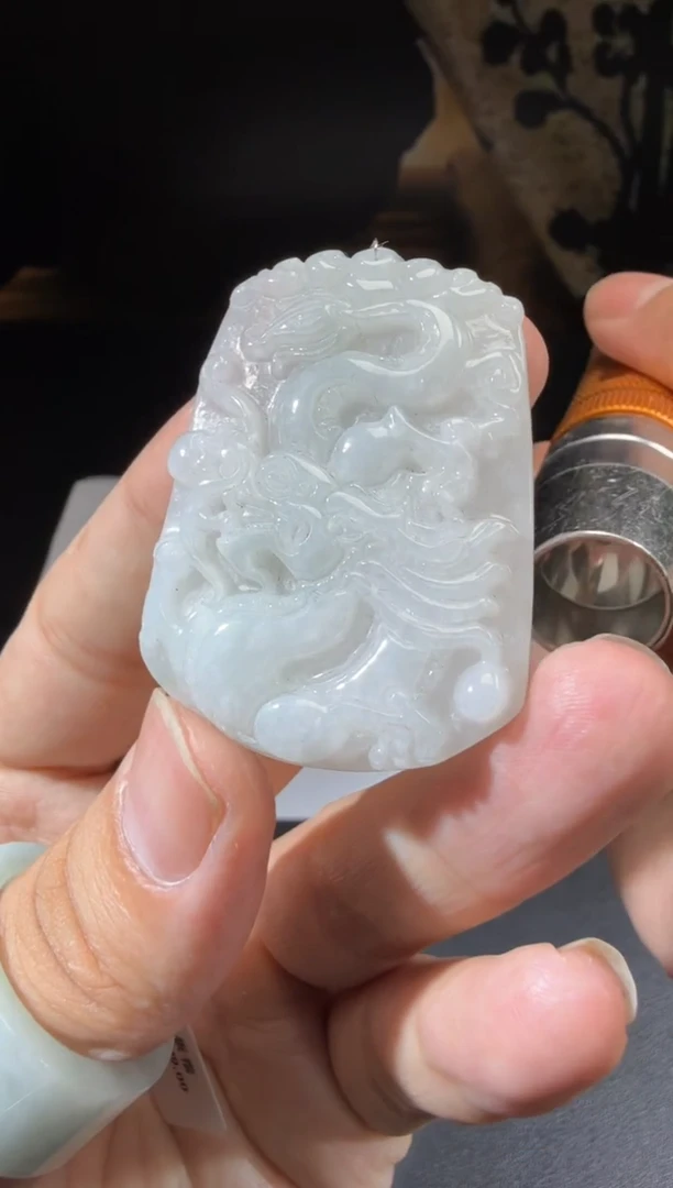 翡翠未镶嵌颈饰龙牌-6