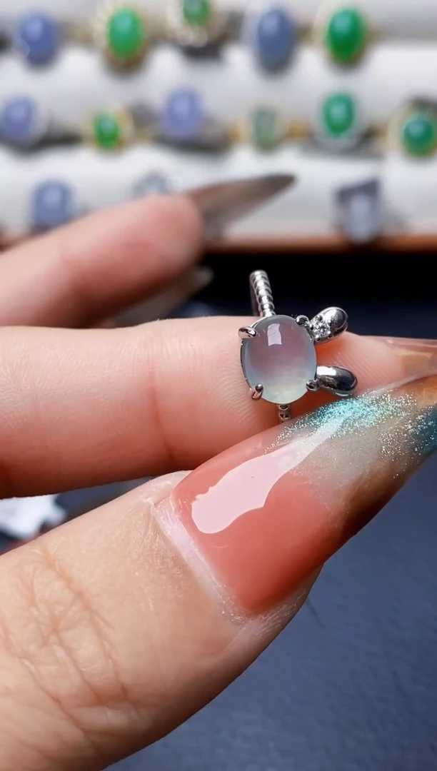 银S925镶嵌戒指翡翠6975