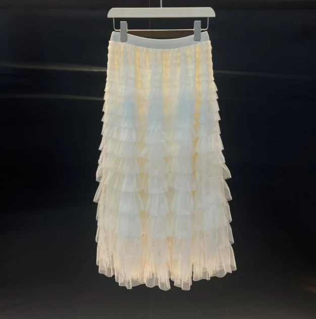 2025新款高定网纱层层蛋糕裙女春秋仙女长裙