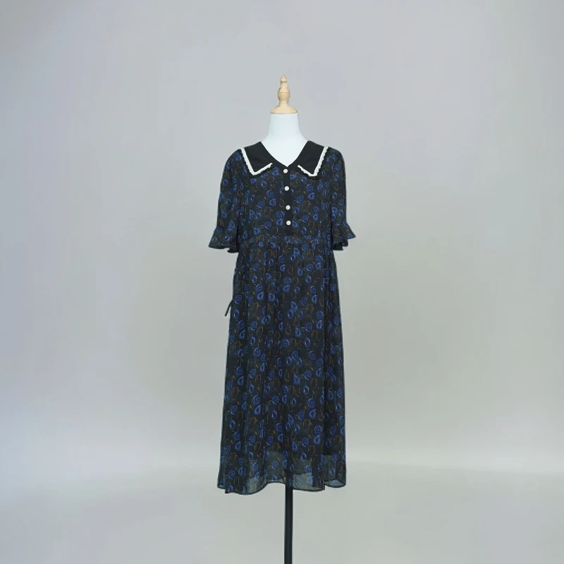 【LW38】夏季轻熟风显瘦气质洋气收腰中长款连衣裙