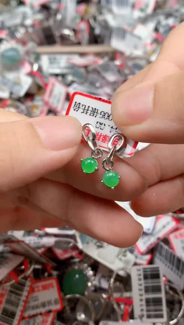 银S925镶嵌戒指翡翠天然A货缅甸翡翠