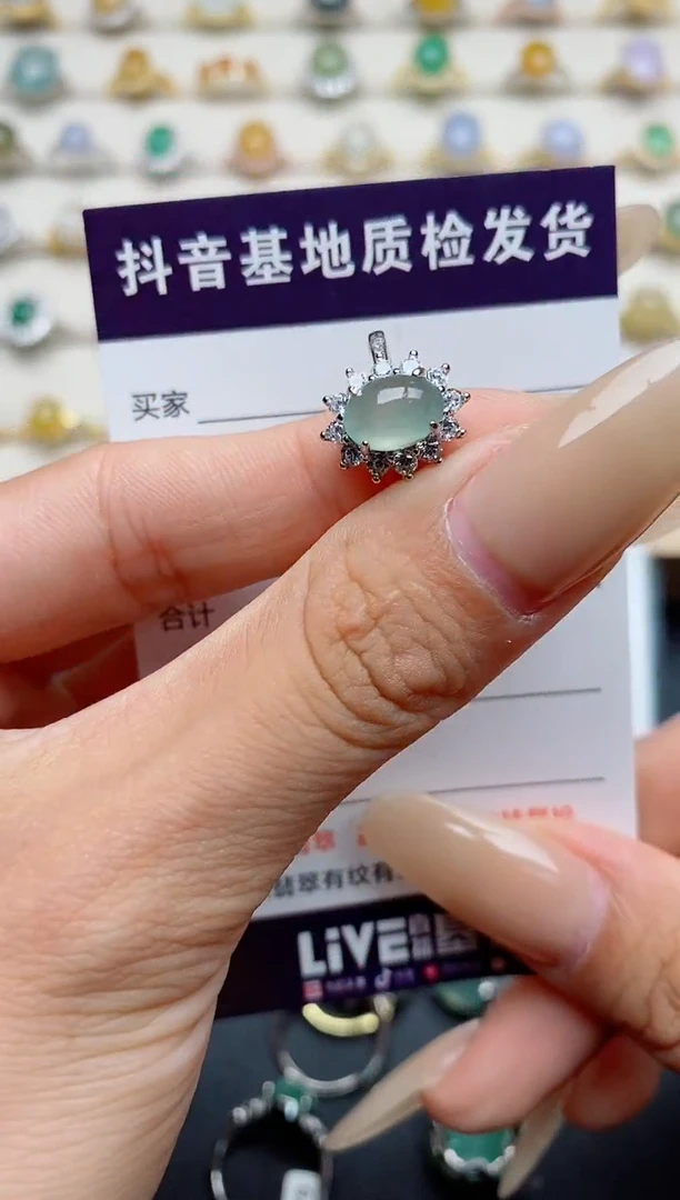翡翠戒指银S925镶嵌.