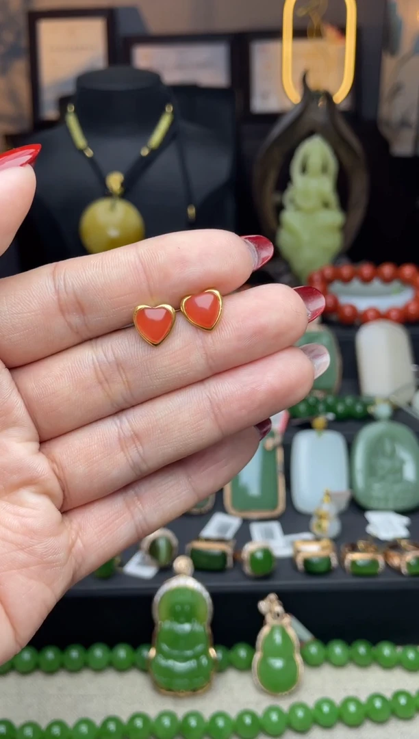 【闪购商品】南红玛瑙耳饰银S925镶嵌耳饰