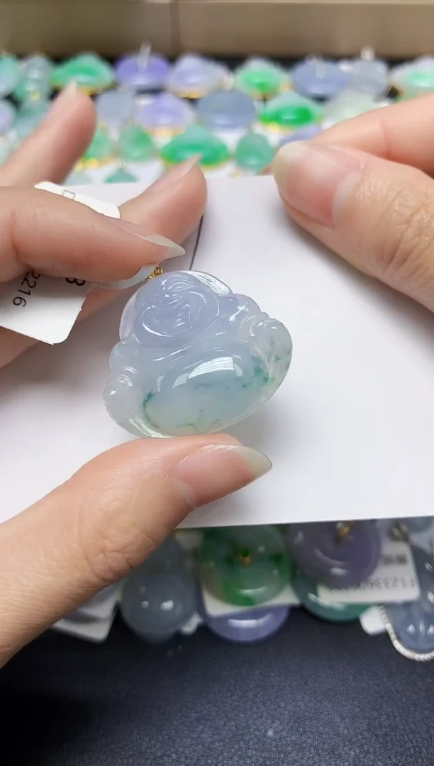 翡翠18K金镶嵌颈饰天然缅甸翡翠A货