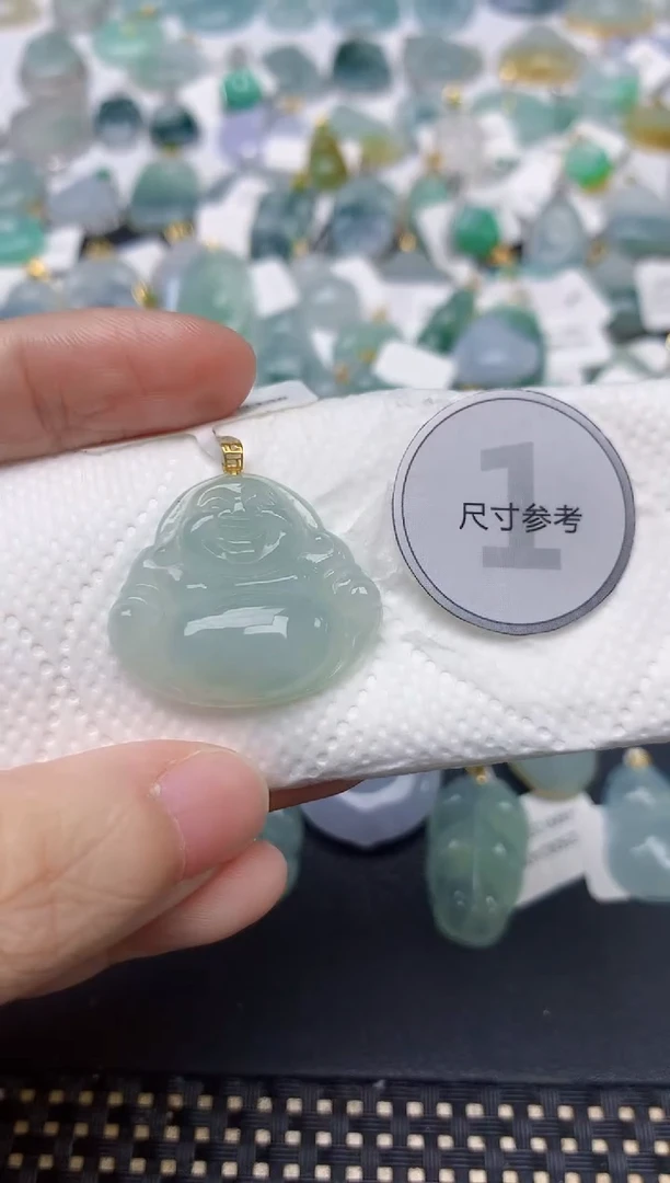 颈饰18K金镶嵌翡翠天然缅甸A货翡翠