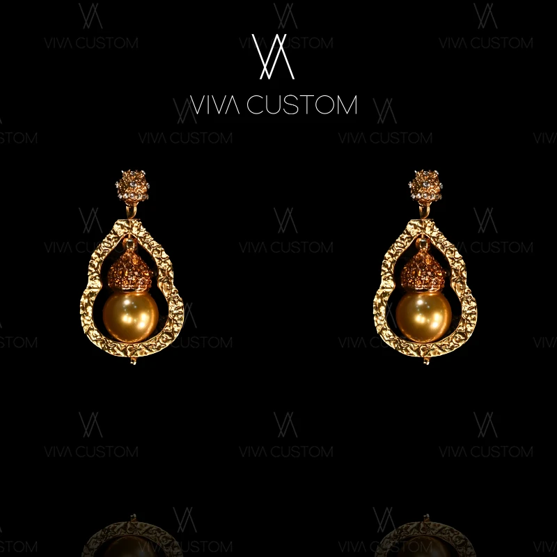 铜合金合成锆石耳饰 新中式系列 高级精致祈福葫芦耳钉