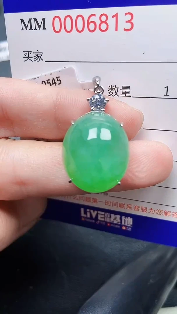 颈饰银S925镶嵌翡翠6813