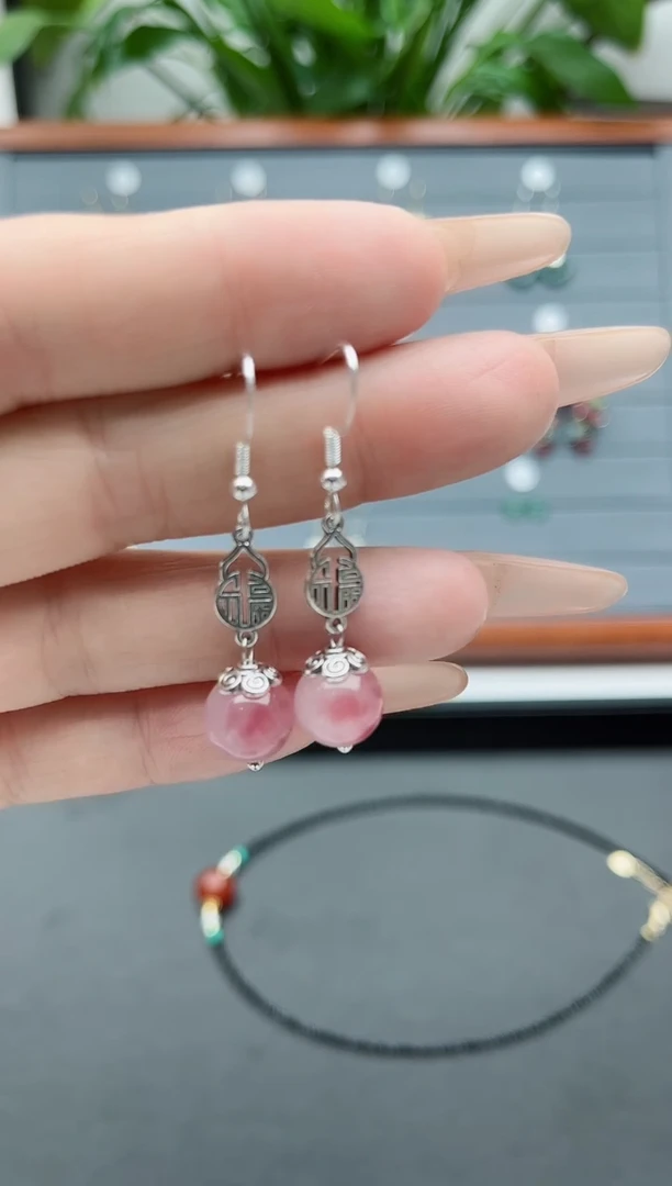 【闪购商品】玛瑙/玉髓耳饰银S925镶嵌080玛瑙