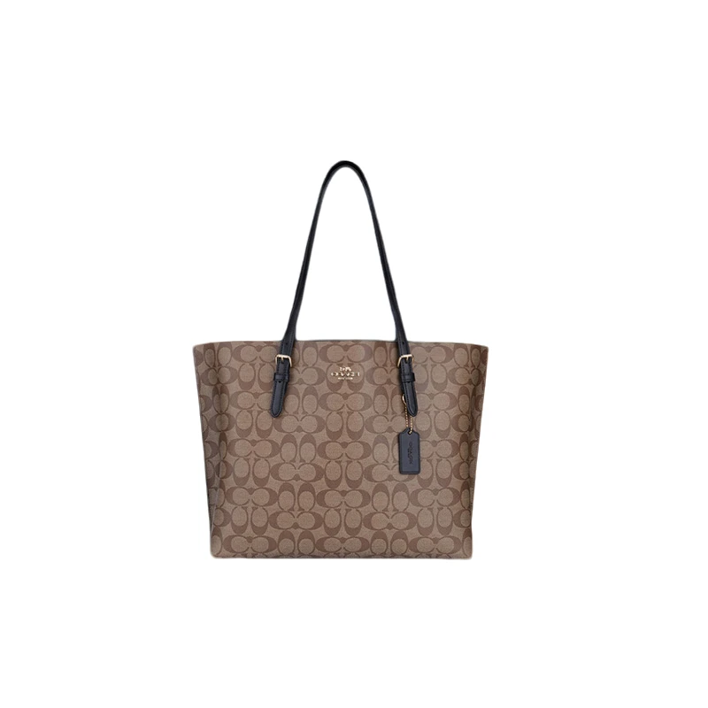 【全套礼盒】COACH/蔻驰Mollie 34 女士经典卡其老花拉链隔层托特包