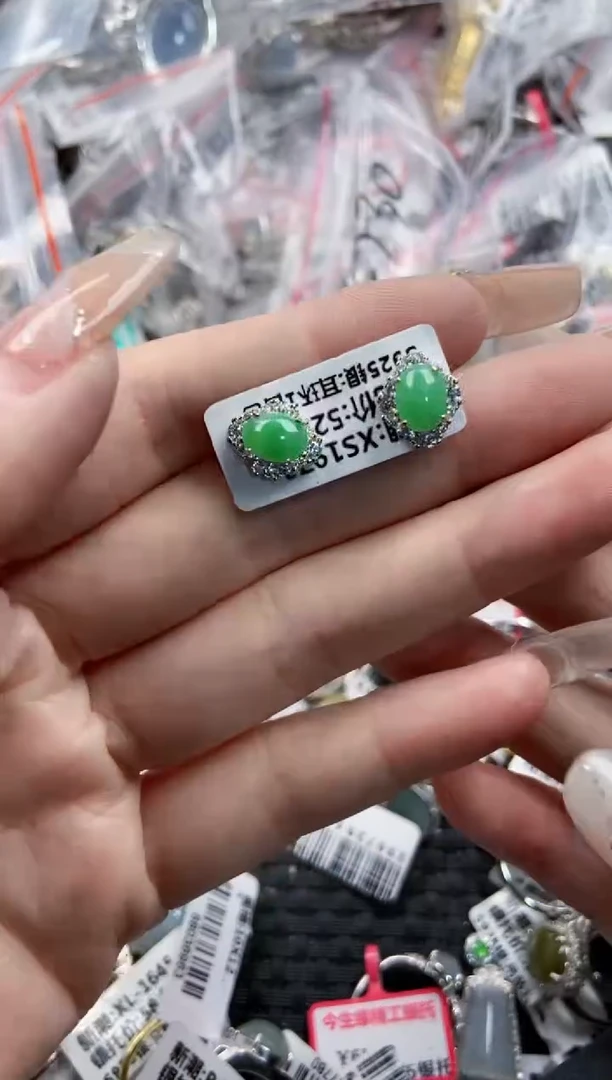 银S925镶嵌戒指翡翠141414---1